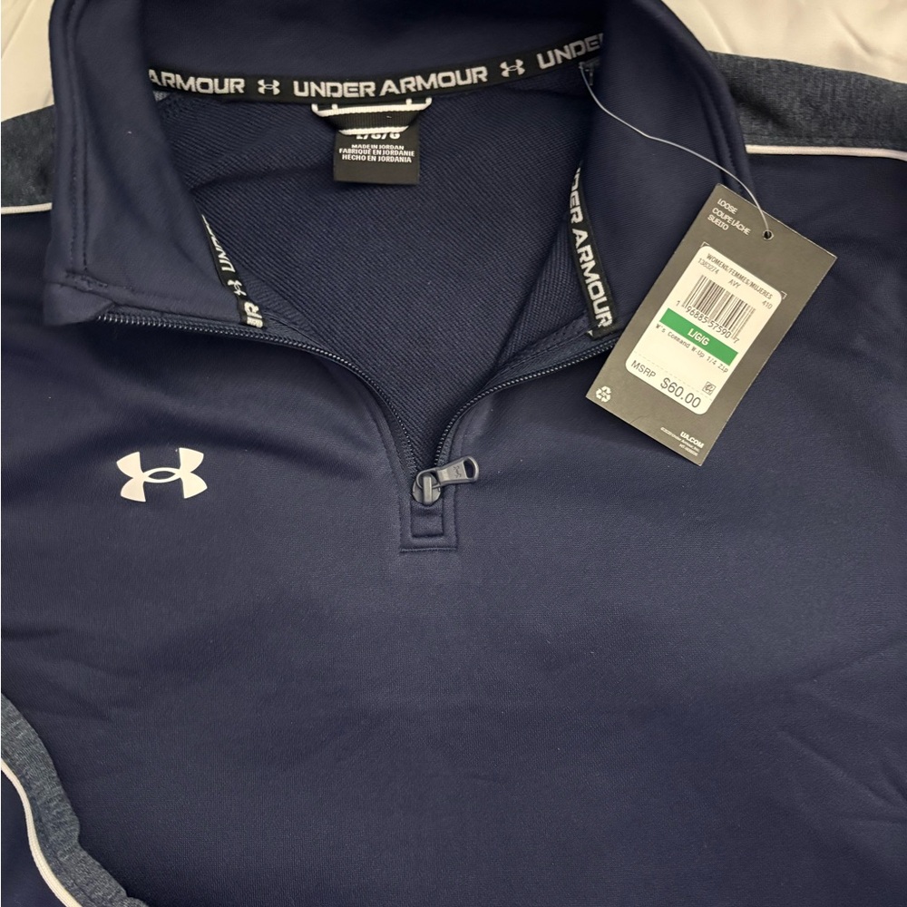 Under Armour Women’s Quarter Zip Pullover Top Navy ~NWT - Picture 2 of 6